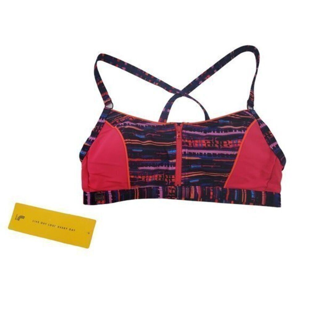 Lole Labadee Bikini Top S Fiery Coral Pink Blue Zi‎